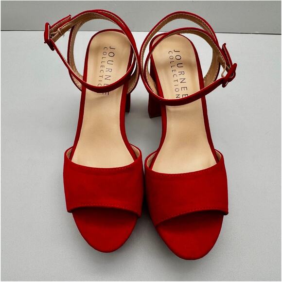 Journee Collection Womens Nairri Platform Sandal Red Size 6.5 Faux Suede - Picture 7 of 8